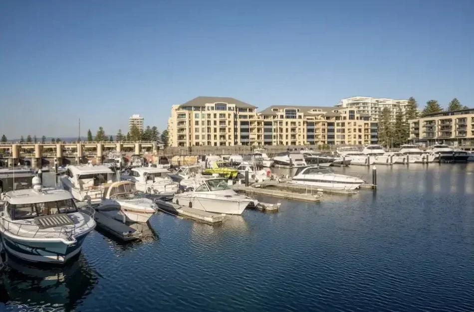 Marina at Glenelg with apartments in the background