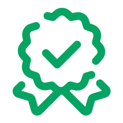 Cartoon badge with checkmark