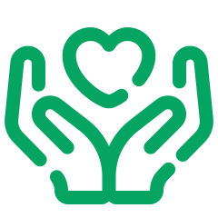 Cartoon hands holding love heart